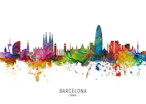 Kökskonst: Barcelona skyline akvarell