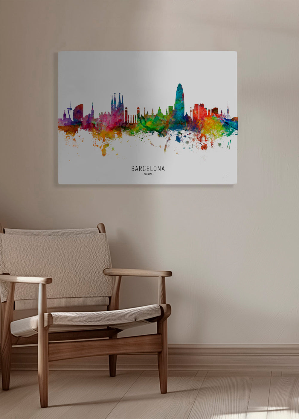 Kökskonst: Barcelona skyline akvarell