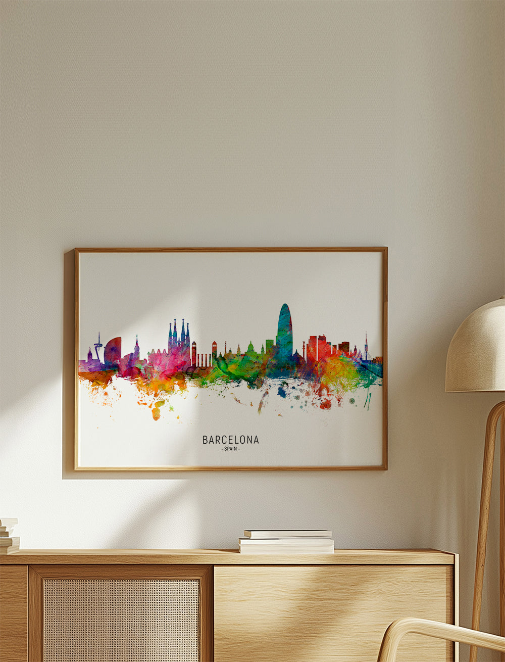 Kökskonst: Barcelona skyline akvarell