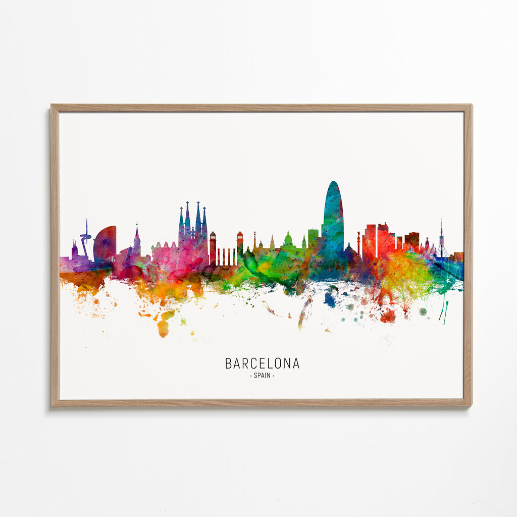 Kökskonst: Barcelona skyline akvarell