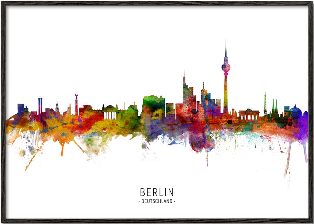 Reseaffisch Berlin skyline akvarell