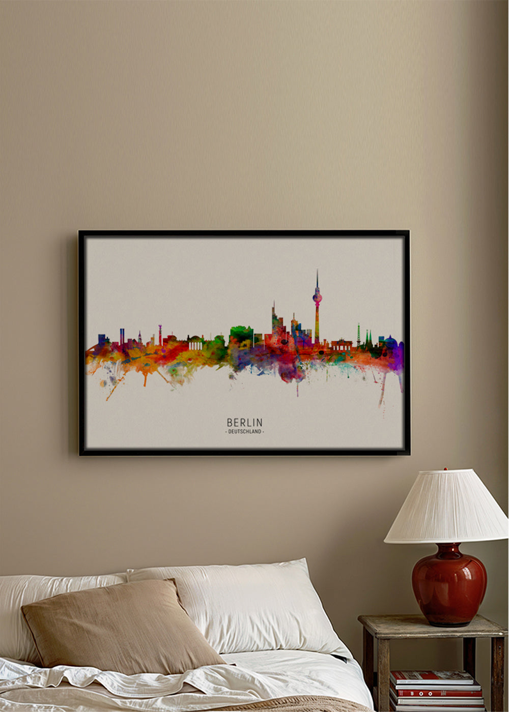 Reseaffisch Berlin skyline akvarell