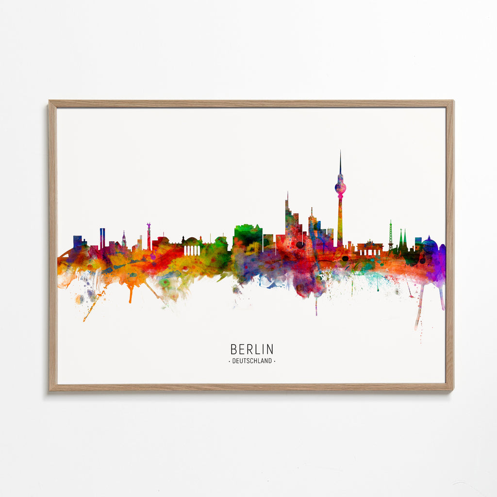 Reseaffisch Berlin skyline akvarell