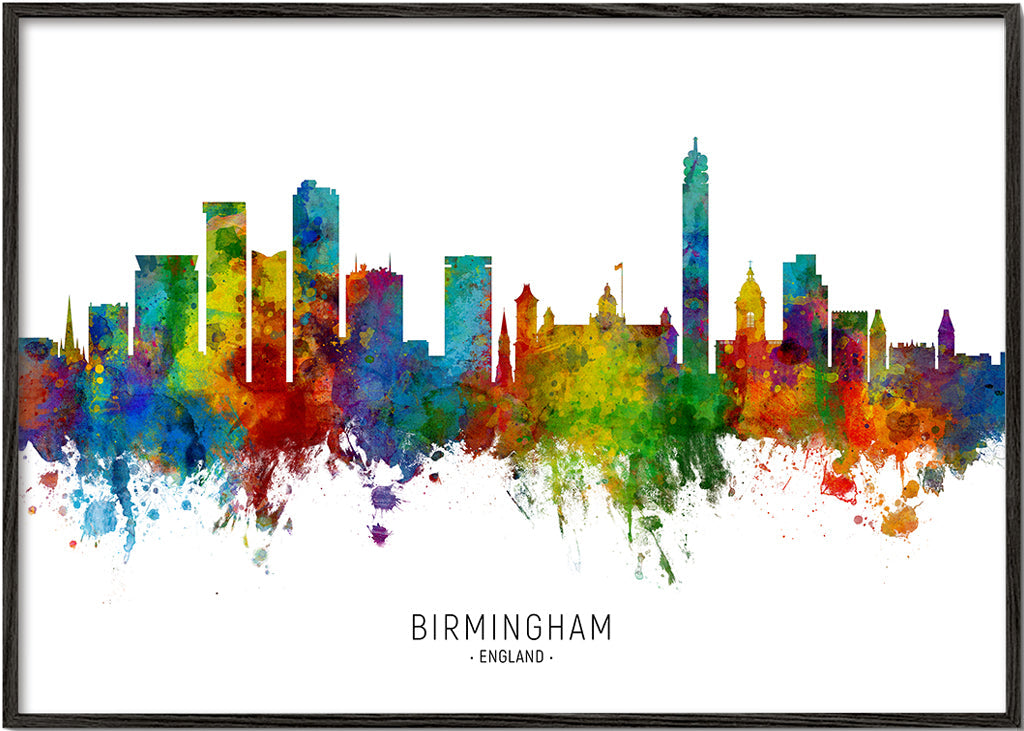 Stadsbild Birmingham akvarell färgexplosion