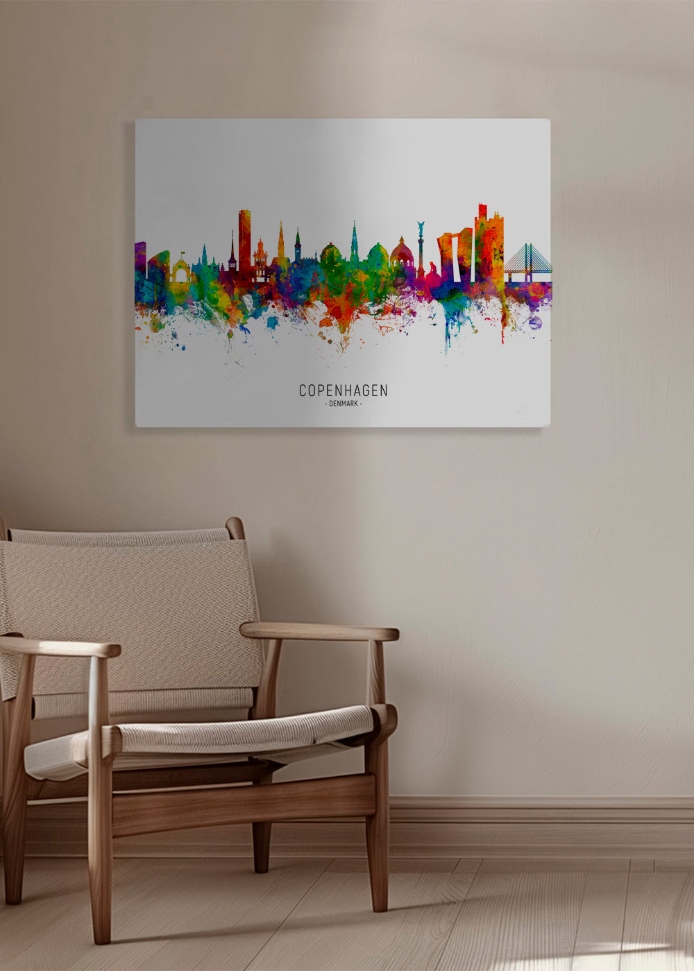 Kökskonst Köpenhamn skyline akvarell