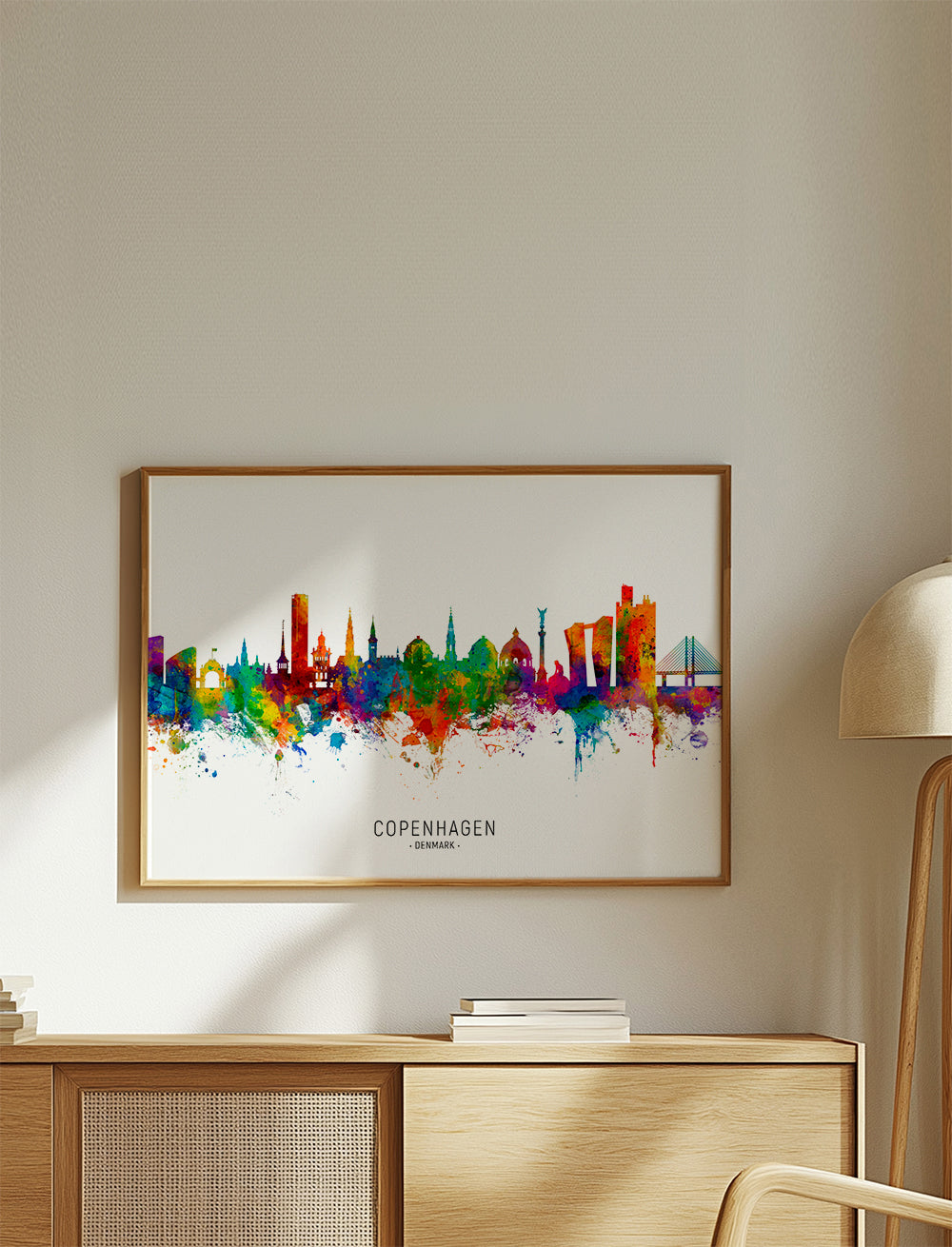 Kökskonst Köpenhamn skyline akvarell