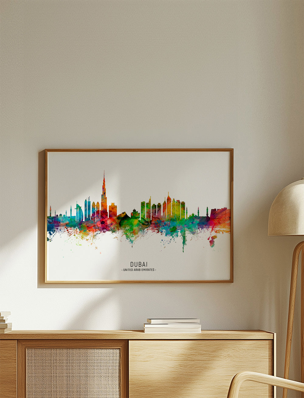 Stadstavla Dubai skyline akvarell