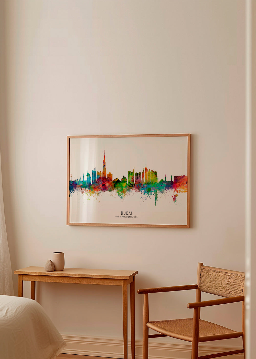 Stadstavla Dubai skyline akvarell
