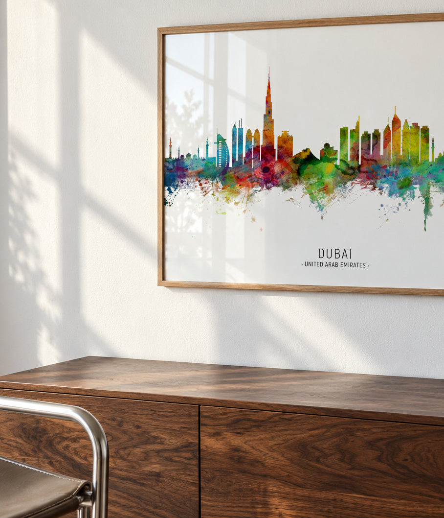 Dubai Skyline multicolor - Framed poster detail