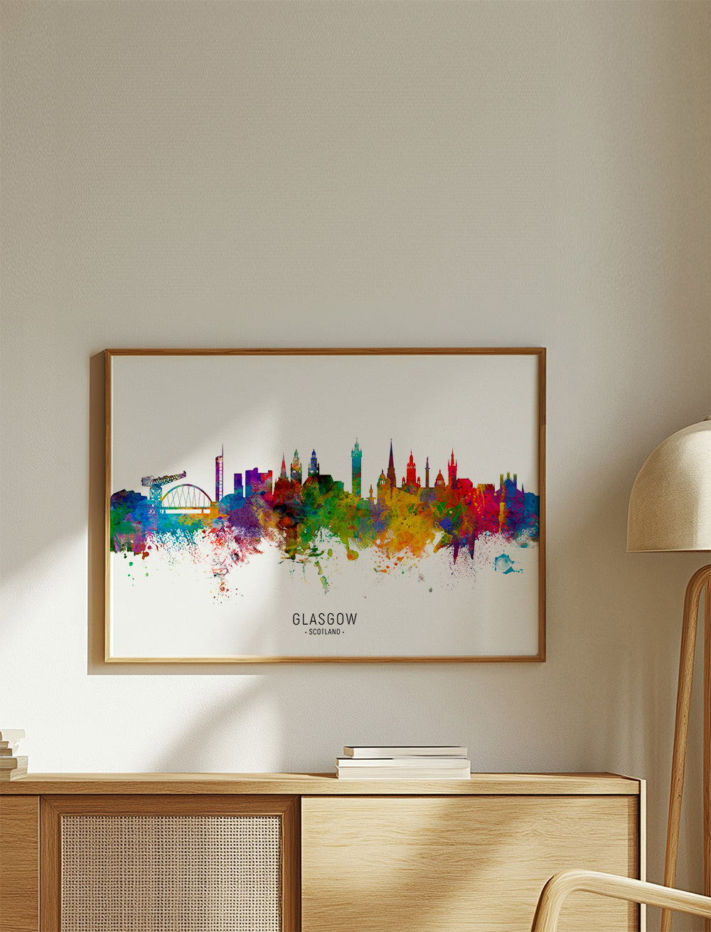Reseaffisch Glasgow skyline akvarell