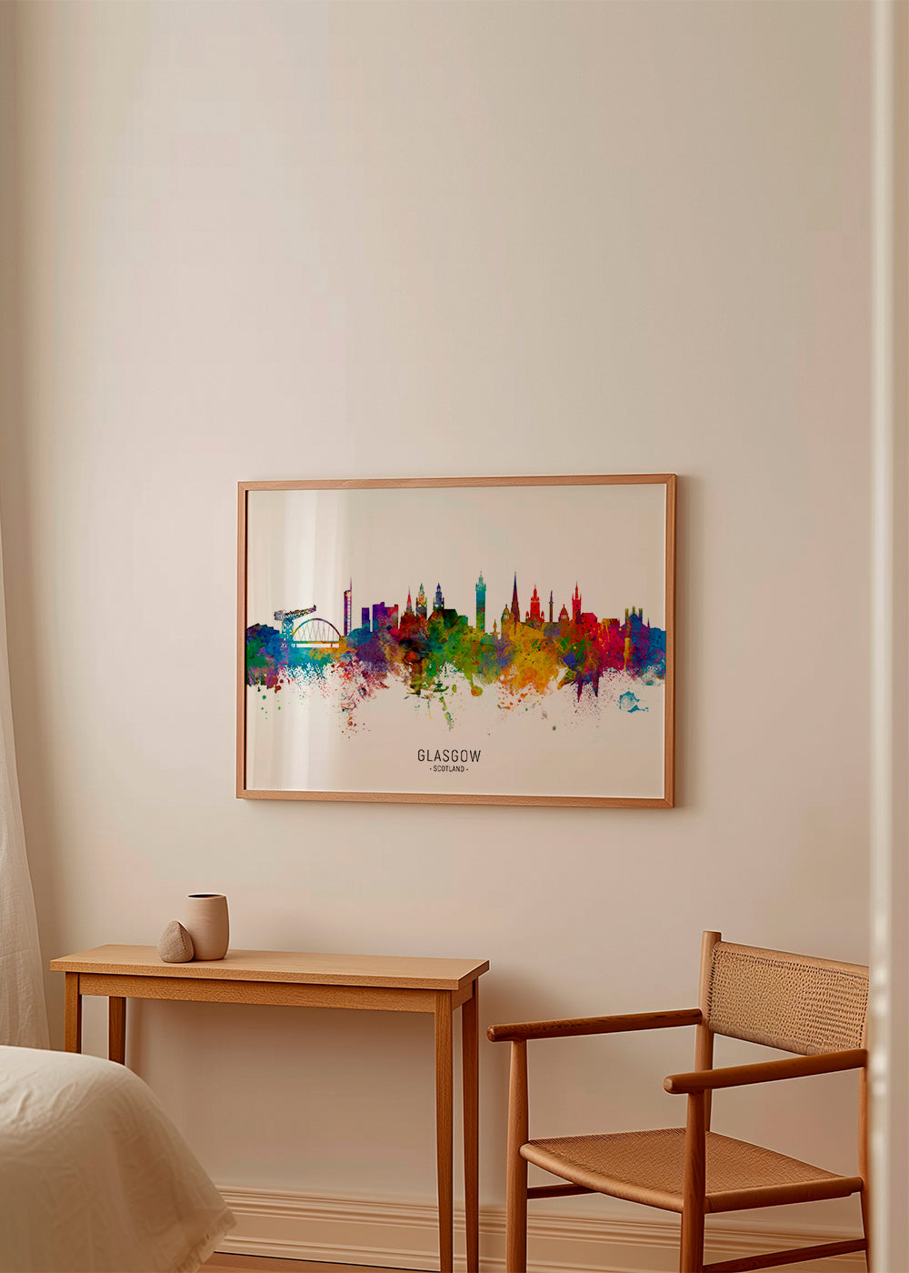 Reseaffisch Glasgow skyline akvarell