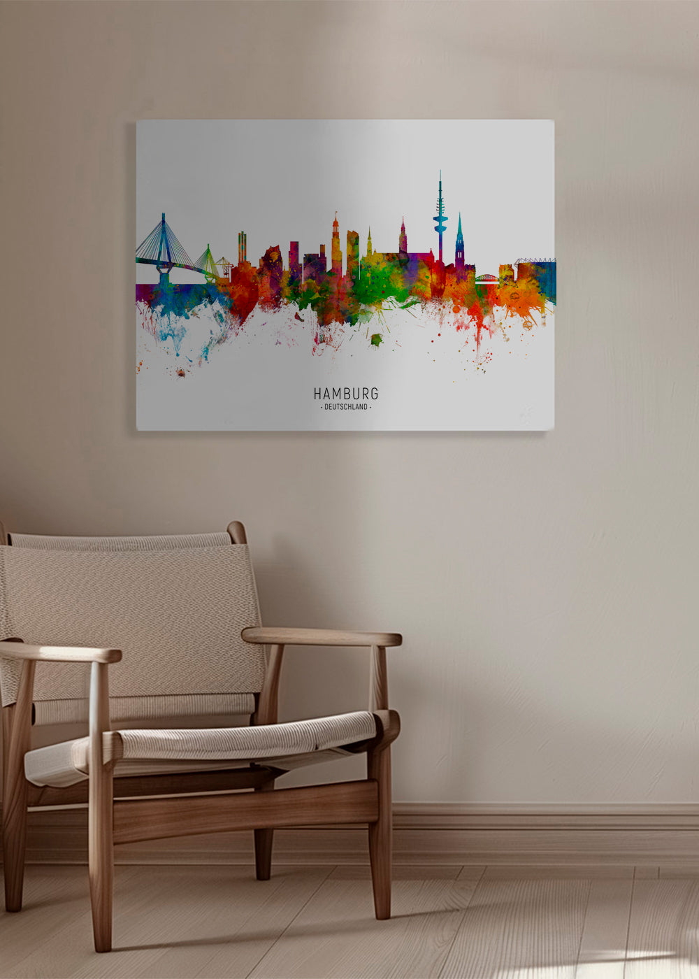 Stadstavla Hamburg skyline i färg