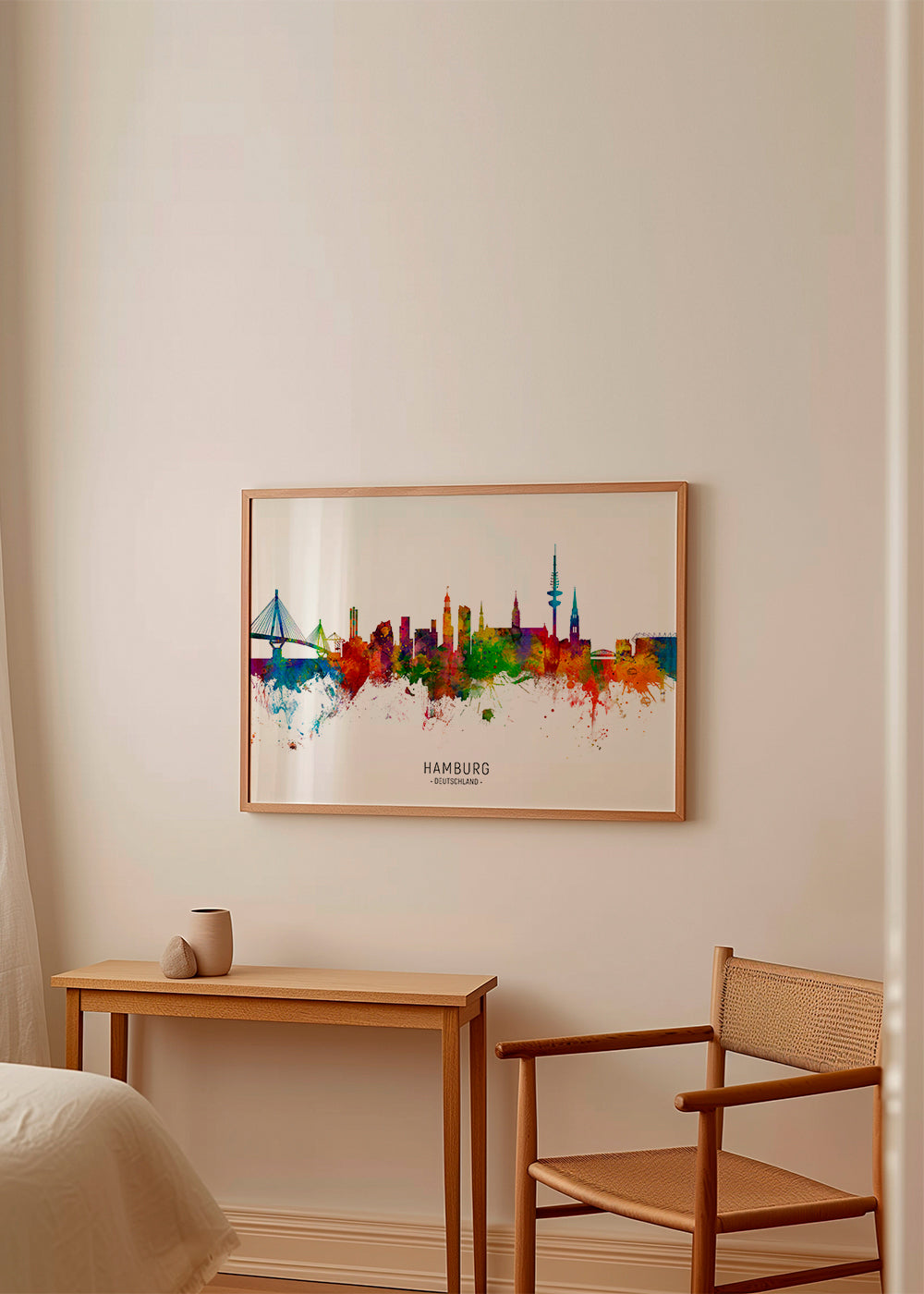 Stadstavla Hamburg skyline i färg