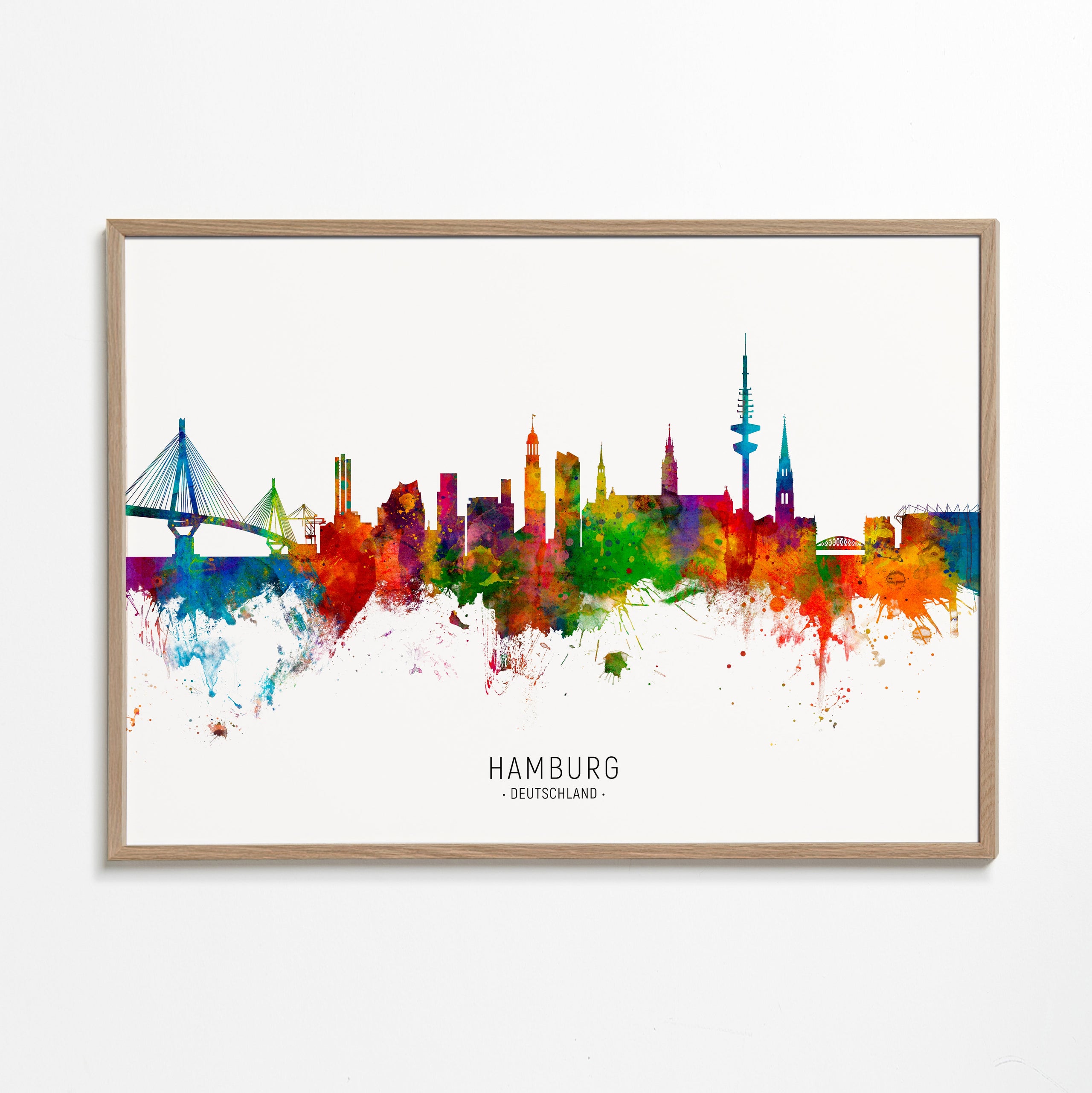 Stadstavla Hamburg skyline i färg