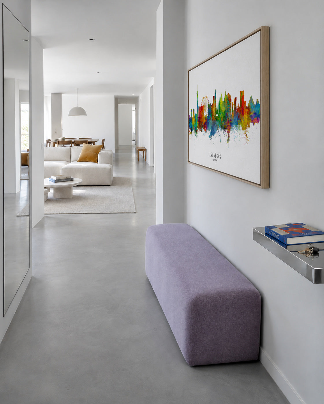 Las Vegas Skyline multicolor - Framed canvas in an interior