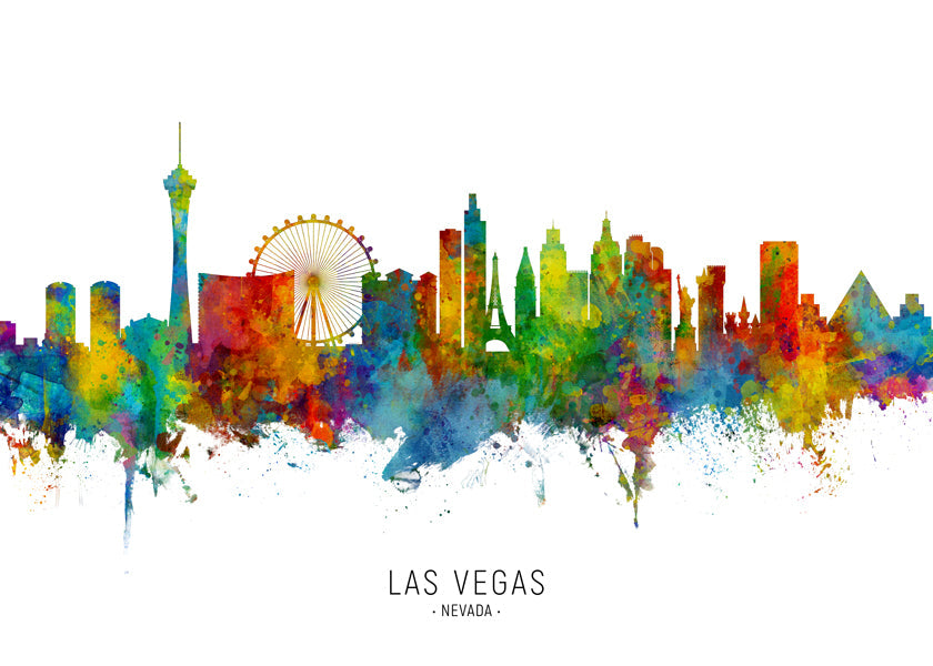 Las Vegas skyline akvarell stadstryck