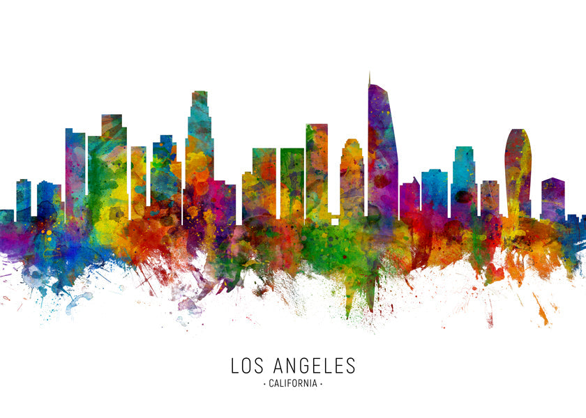 Reseaffisch: Los Angeles skyline i färg