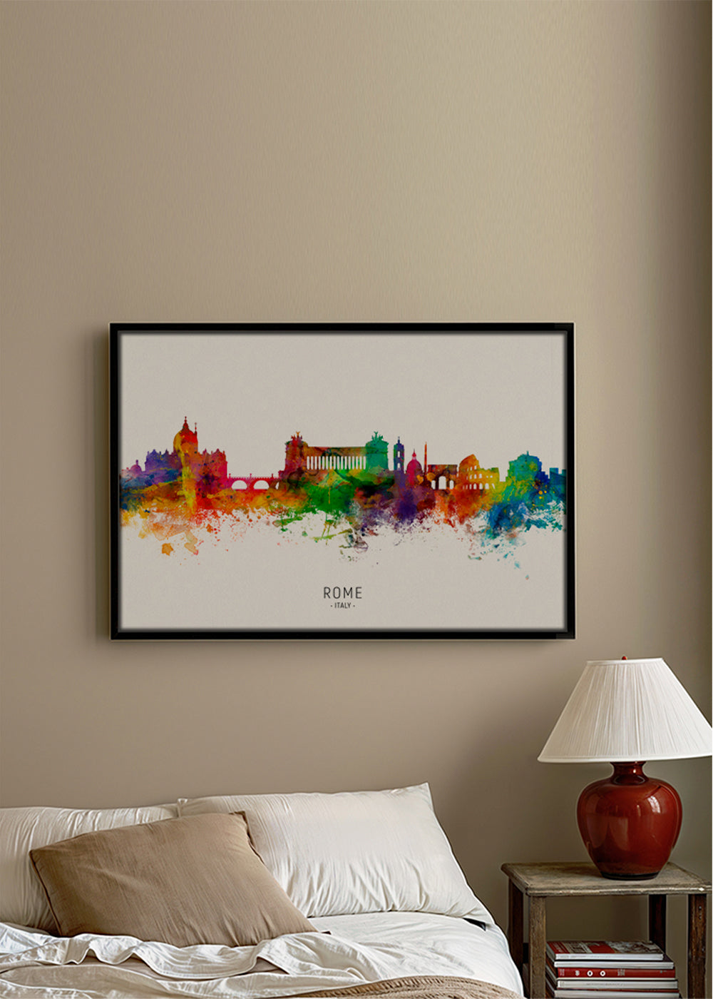 Reseaffisch: Rom skyline akvarell