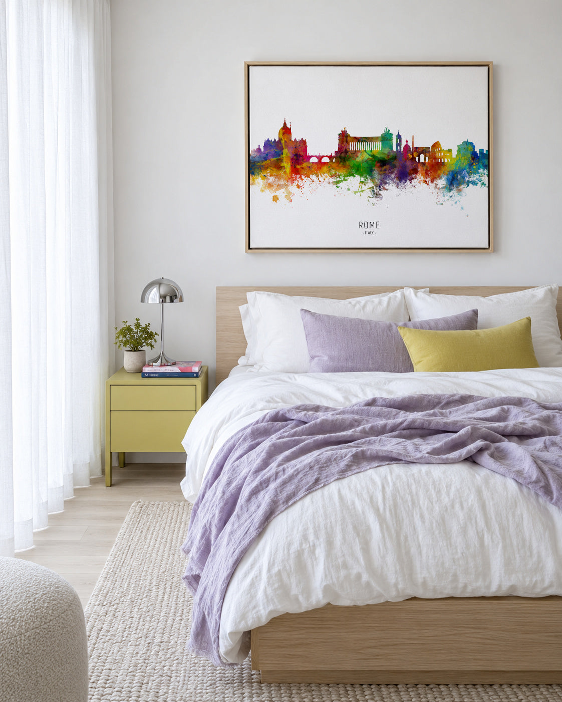 Rome Skyline multicolor - Framed canvas in an interior