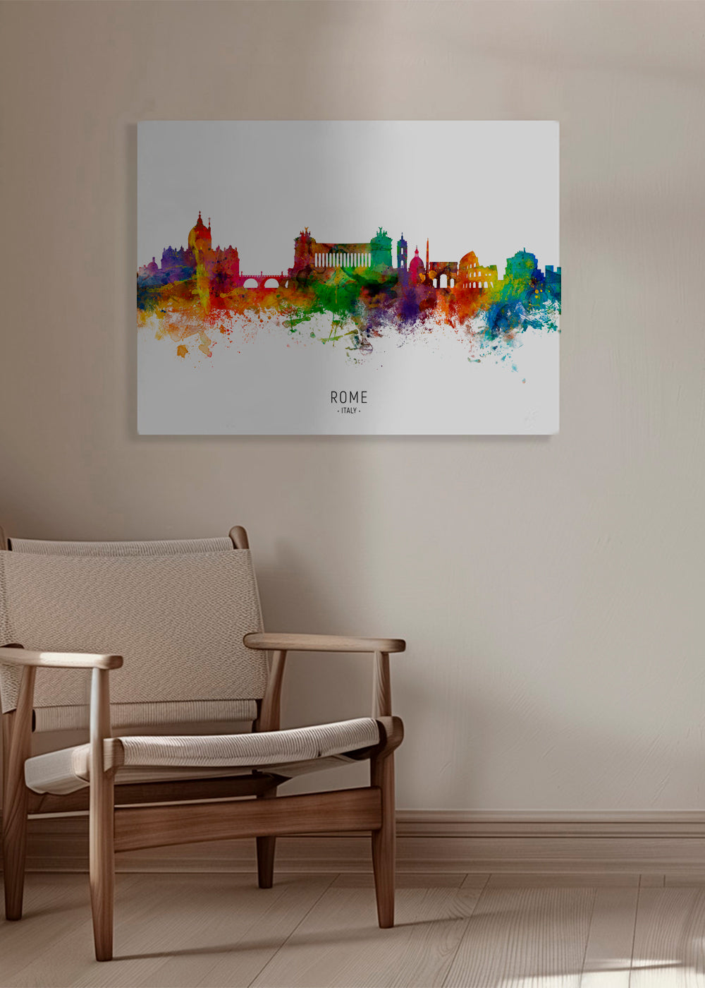 Reseaffisch: Rom skyline akvarell