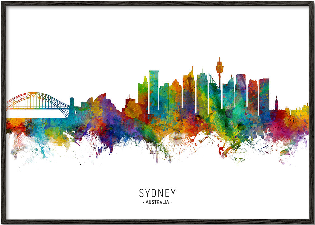 Kökskonst: Sydney skyline akvarell i många färger