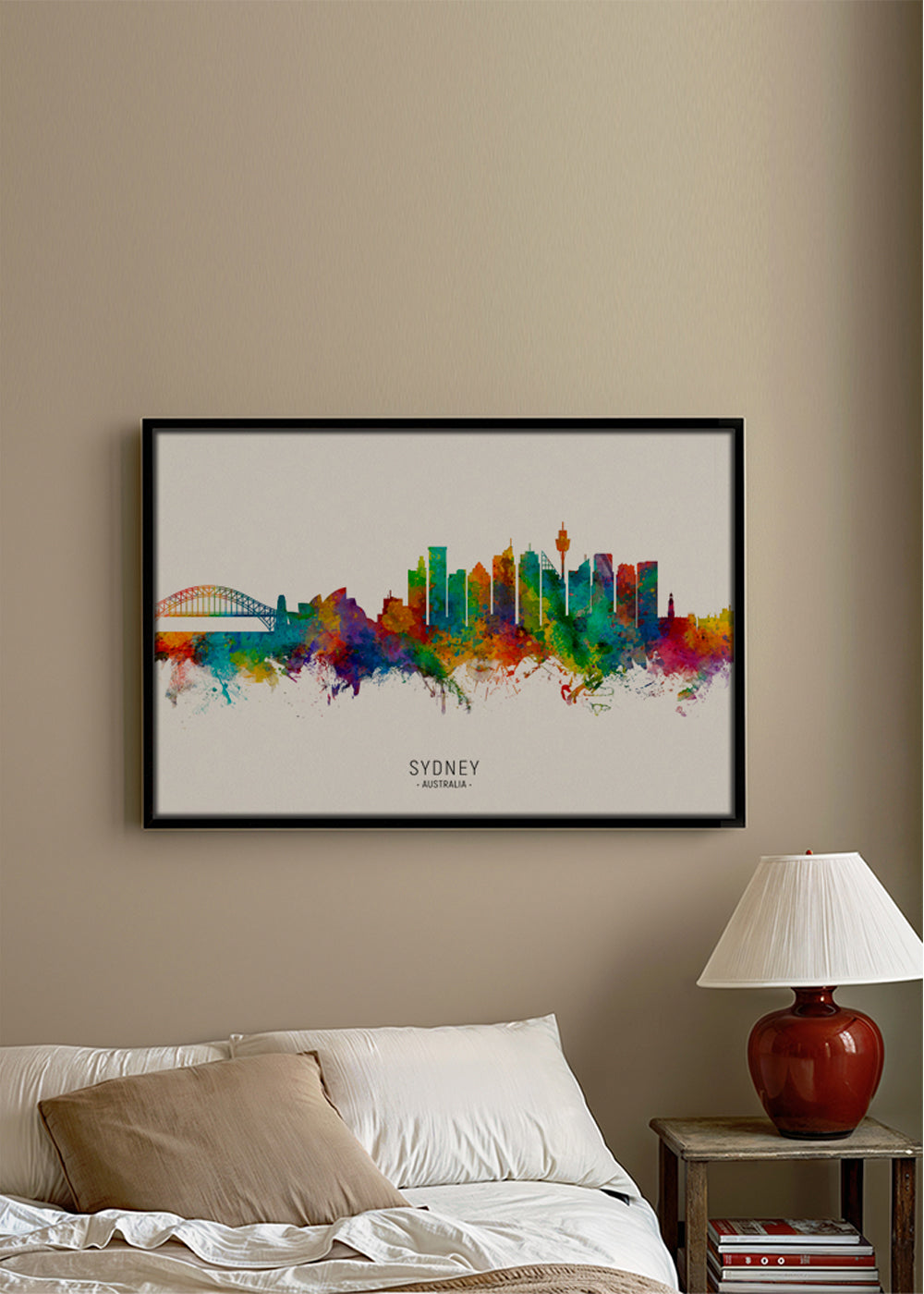 Kökskonst: Sydney skyline akvarell i många färger