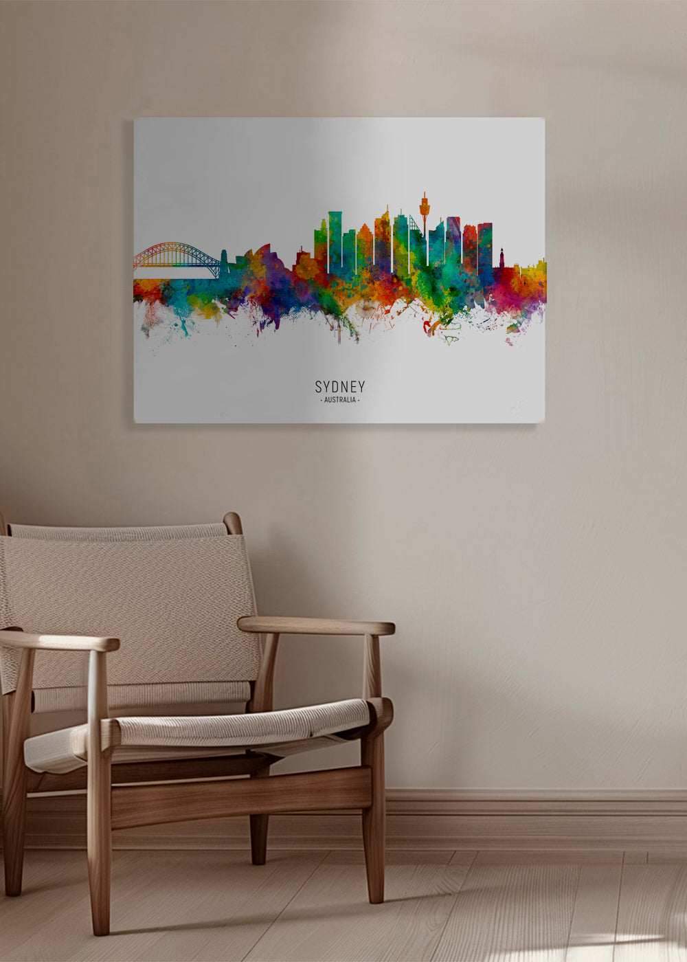 Kökskonst: Sydney skyline akvarell i många färger