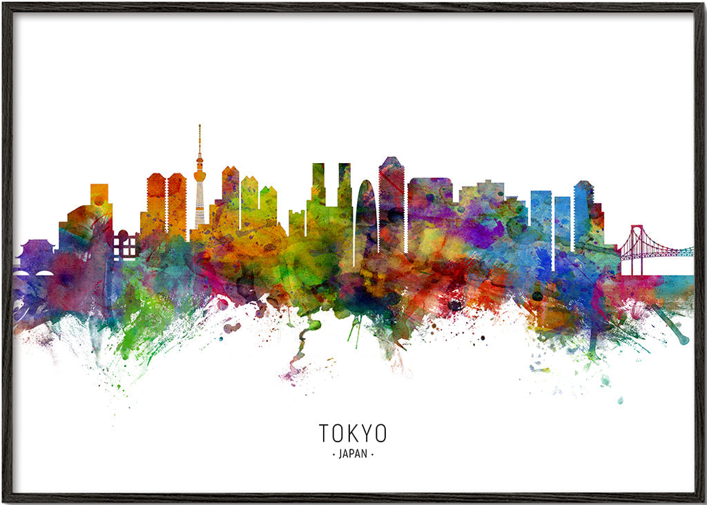Kökskonst Tokyo skyline akvarell