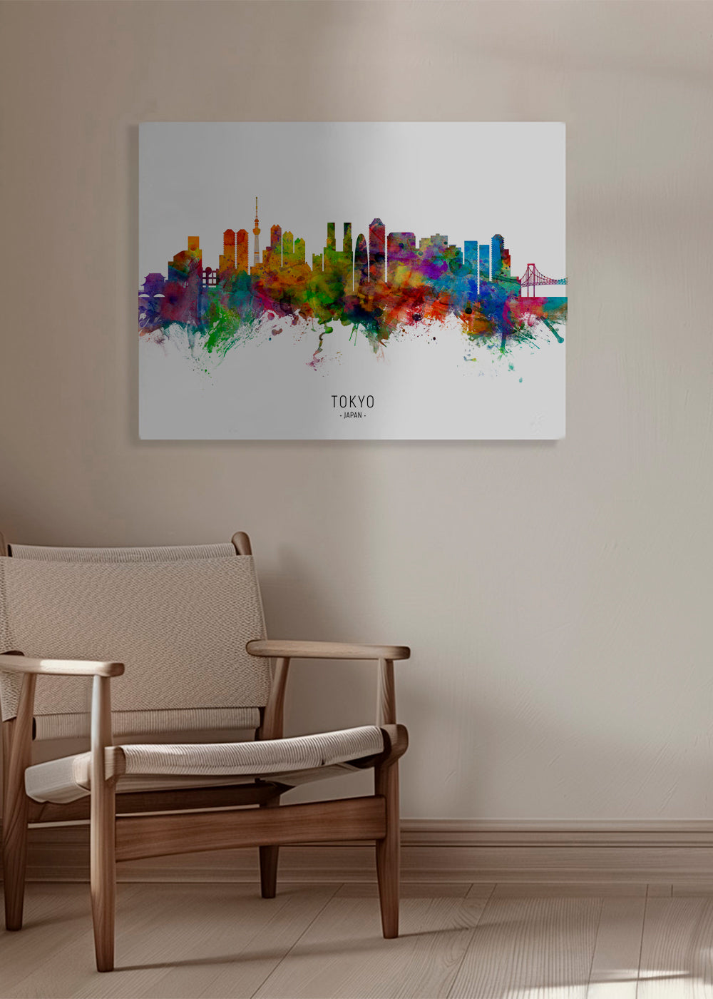 Kökskonst Tokyo skyline akvarell