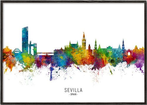Reseaffisch: Sevillas skyline i akvarell