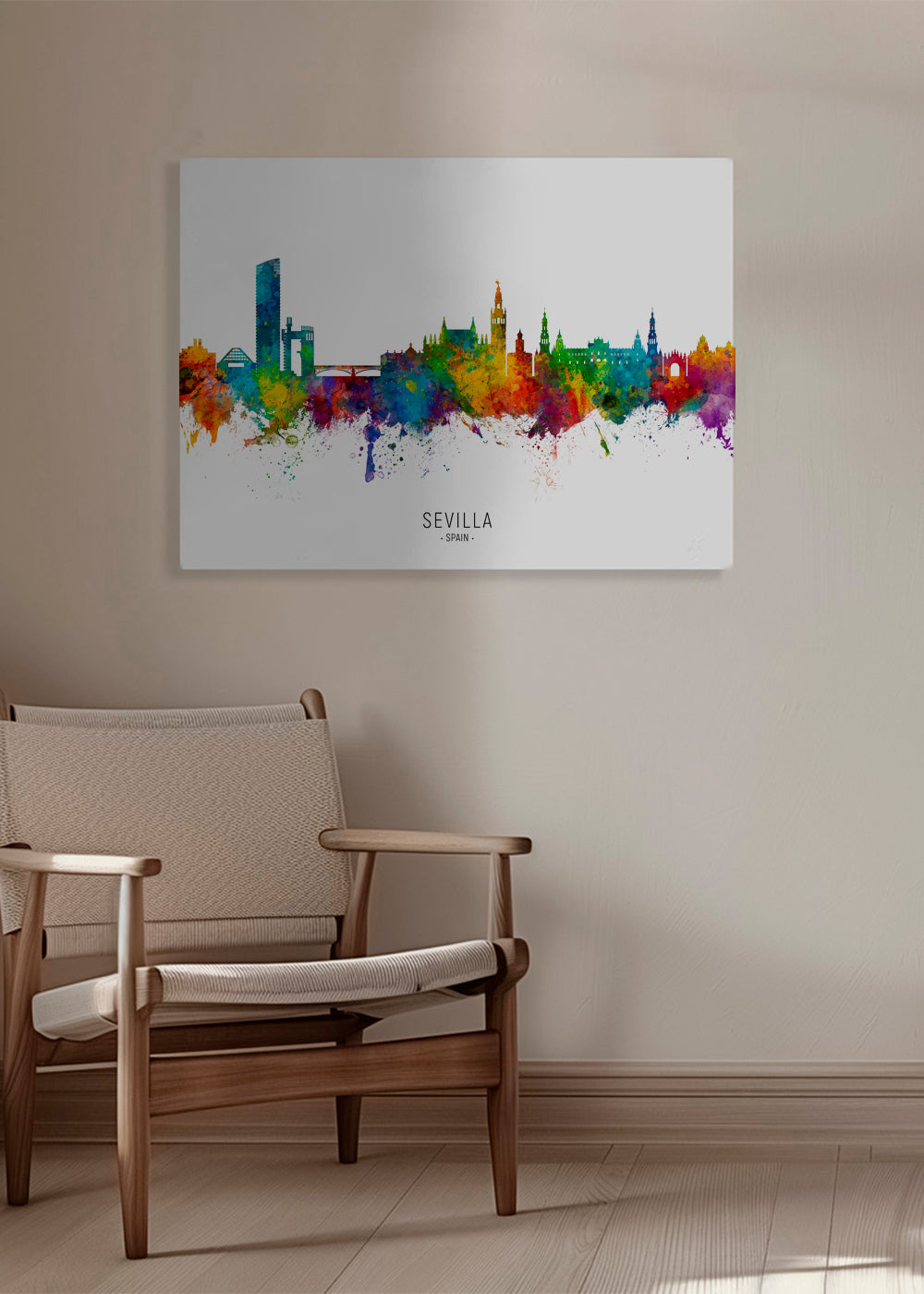 Reseaffisch: Sevillas skyline i akvarell