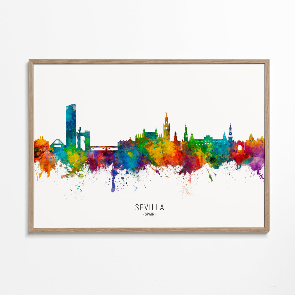 Reseaffisch: Sevillas skyline i akvarell