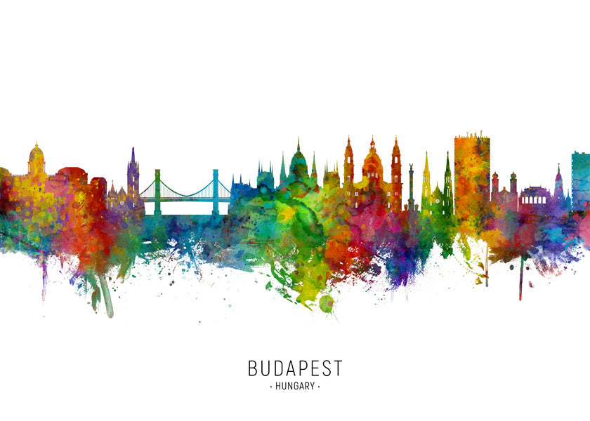 Budapest skyline akvarell