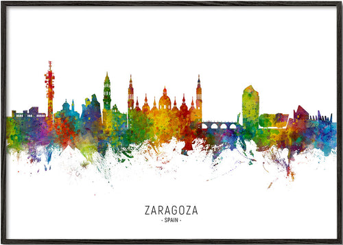 Stadsbild Zaragoza färgstark skyline
