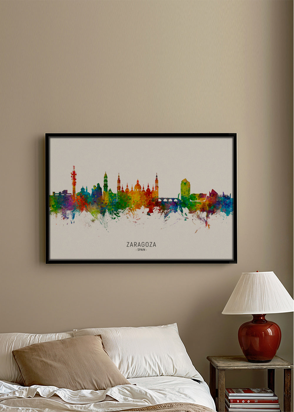 Stadsbild Zaragoza färgstark skyline