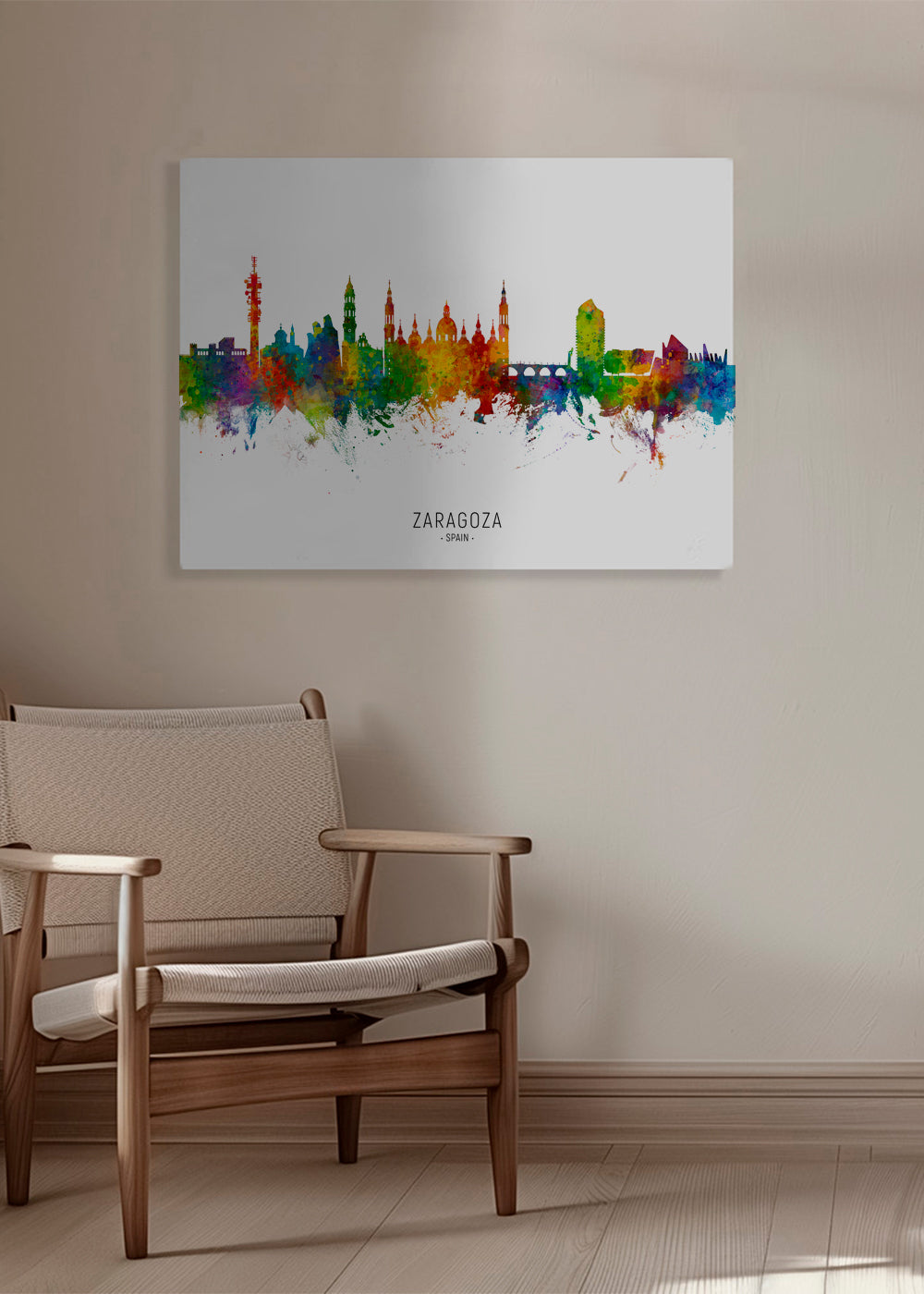 Stadsbild Zaragoza färgstark skyline