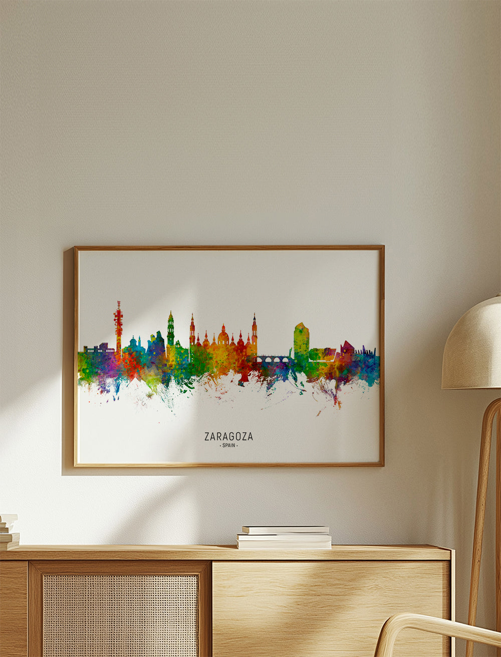 Stadsbild Zaragoza färgstark skyline