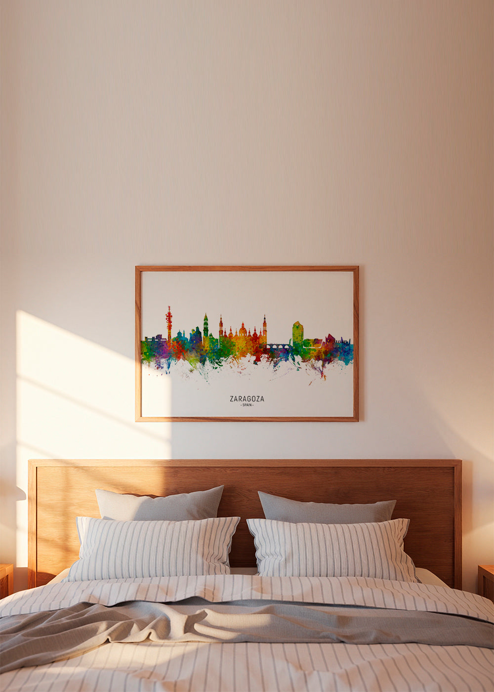 Stadsbild Zaragoza färgstark skyline