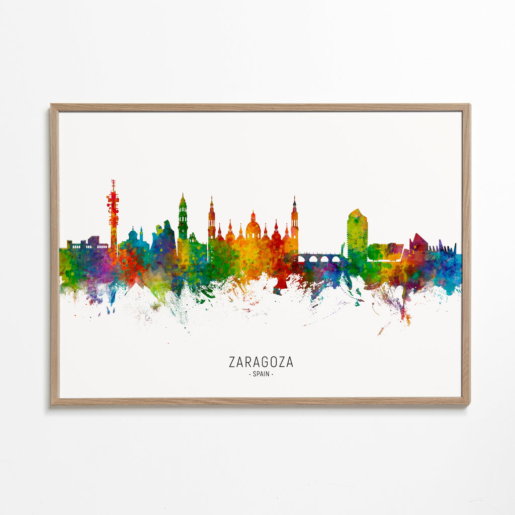Stadsbild Zaragoza färgstark skyline