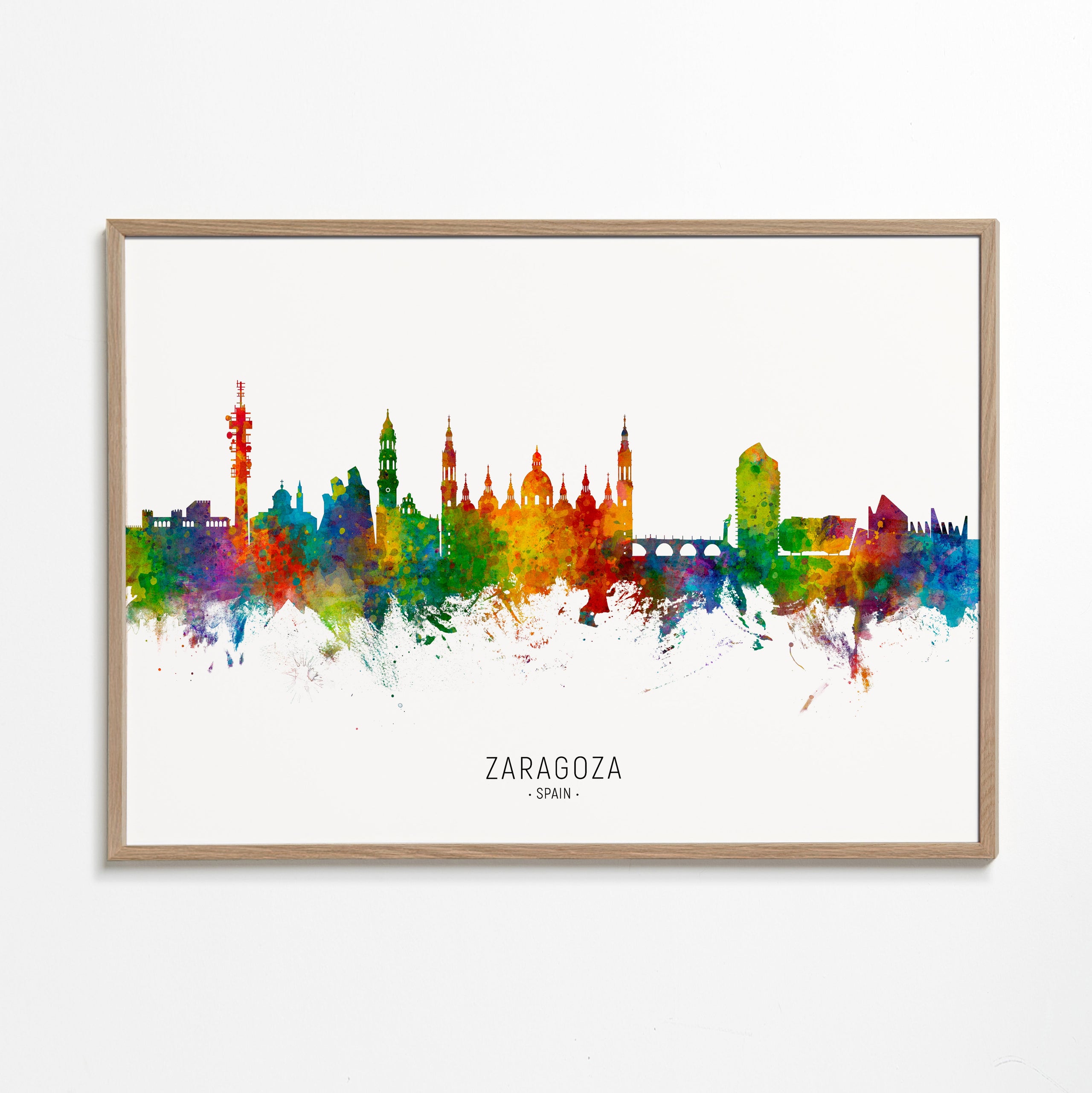 Stadsbild Zaragoza färgstark skyline