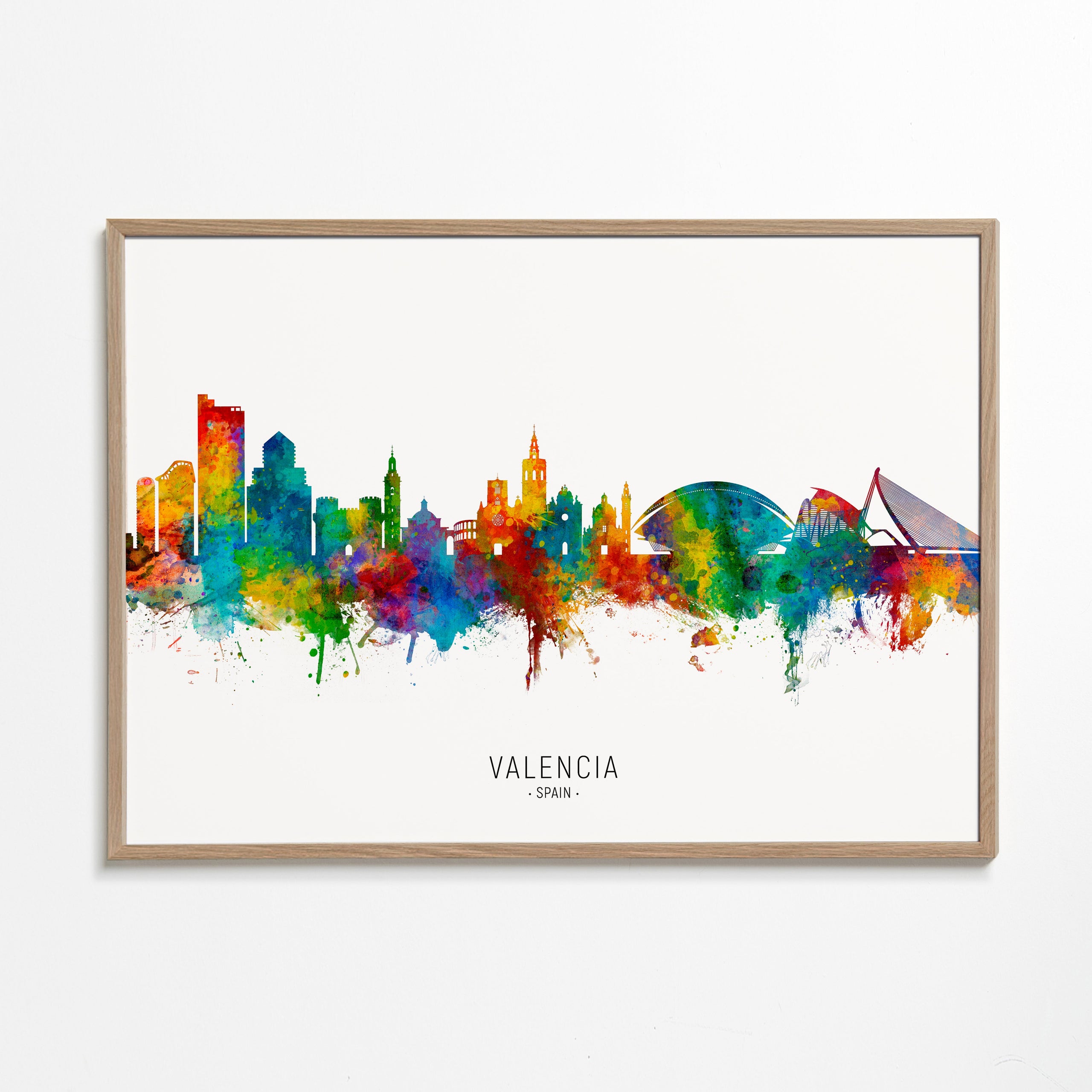 Reseaffisch Valencia skyline akvarell