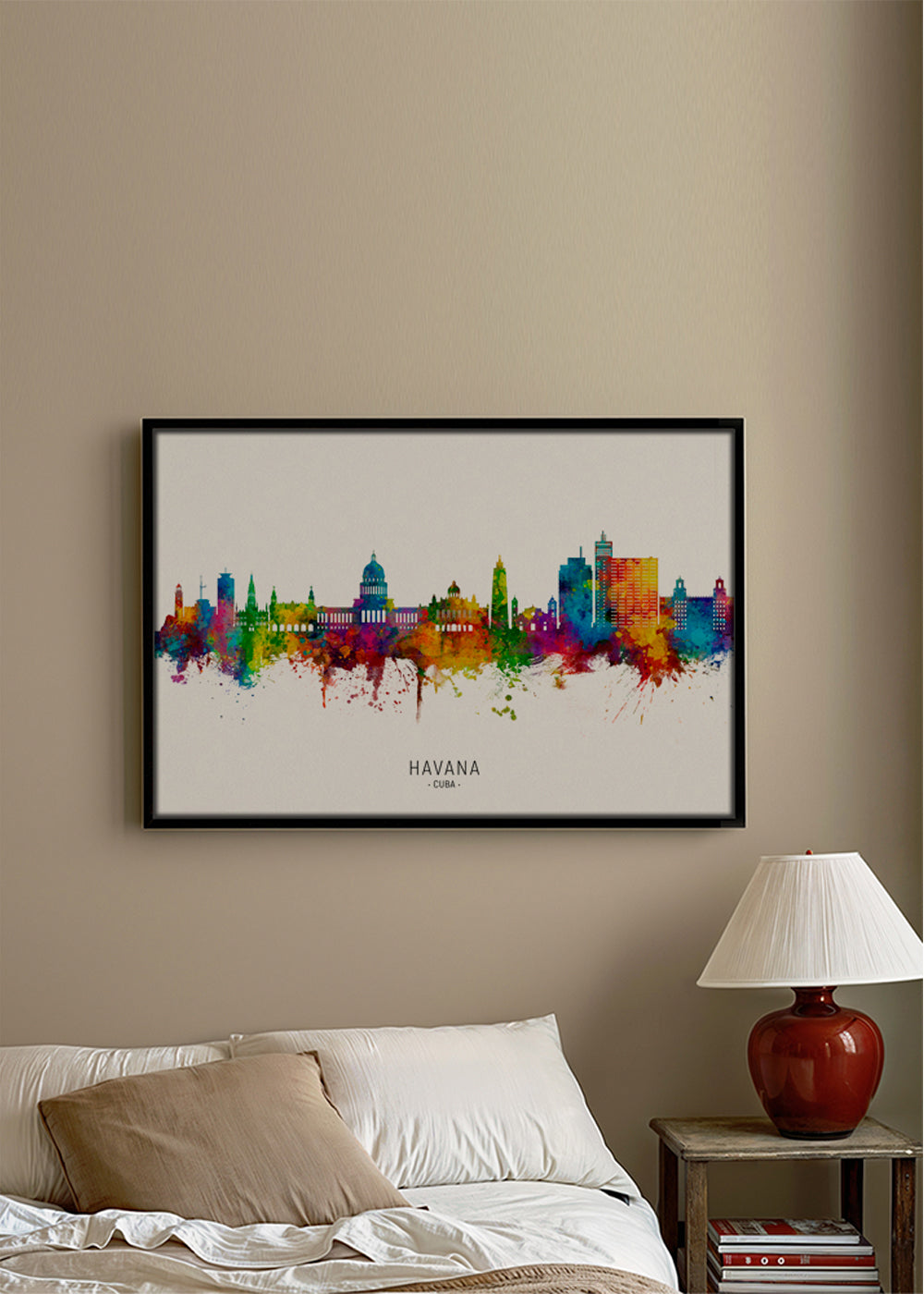 Stadsposter Havana skyline akvarellfärger