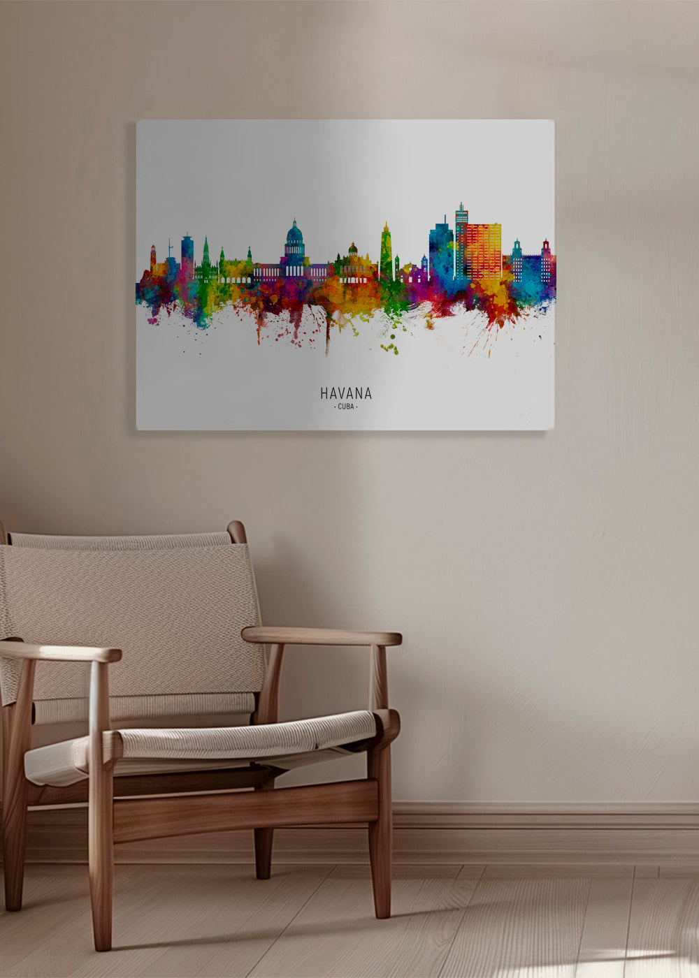 Stadsposter Havana skyline akvarellfärger