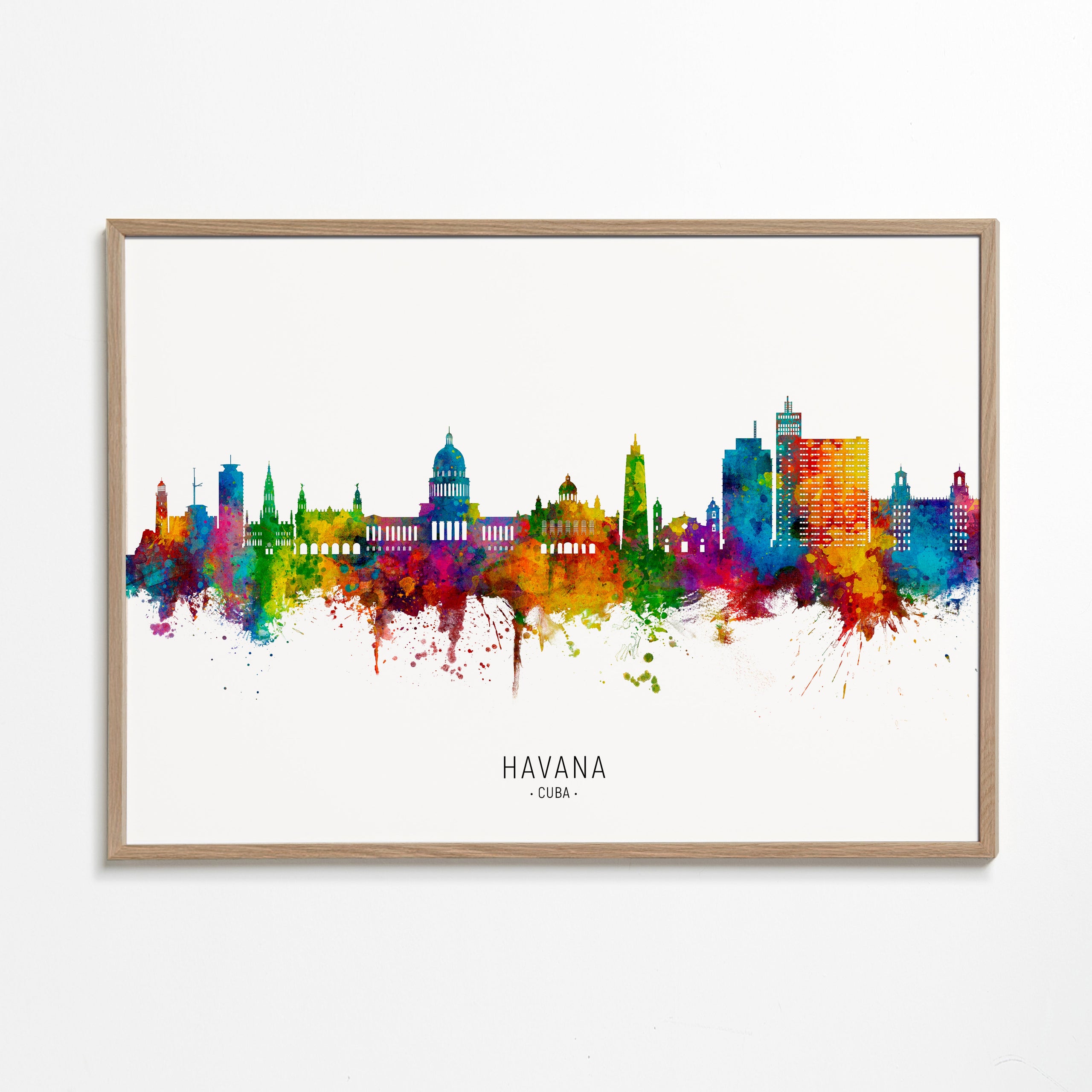 Stadsposter Havana skyline akvarellfärger