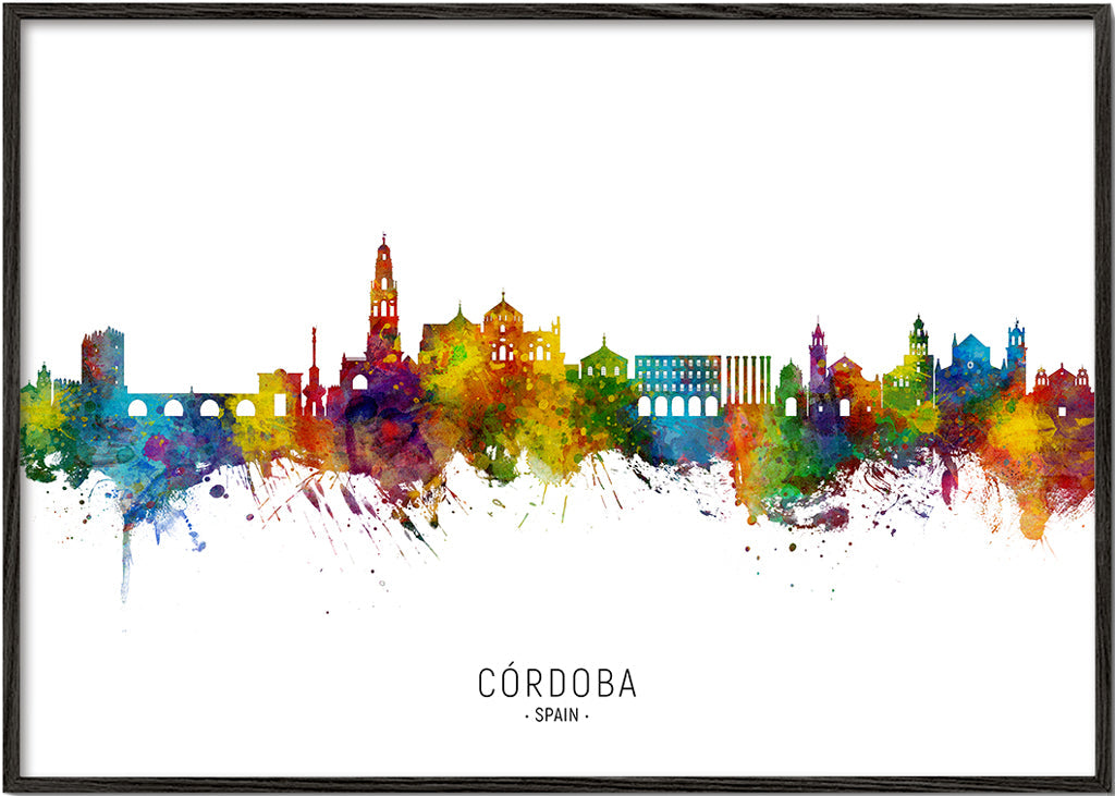 Kökskonst Córdoba skyline akvarell multicolor