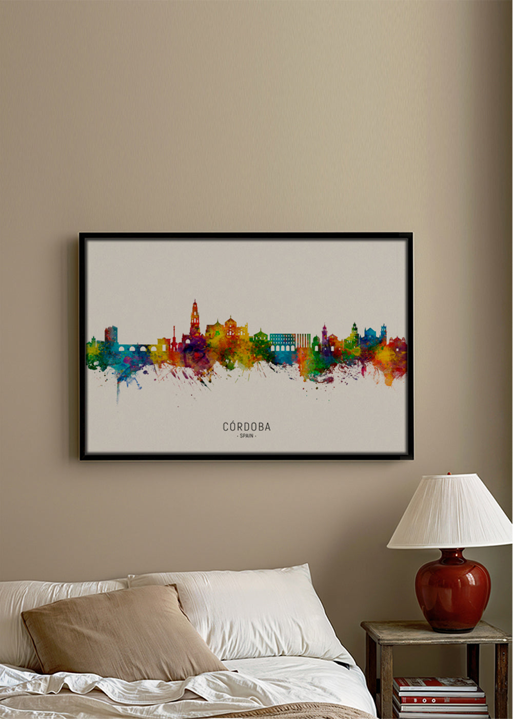 Kökskonst Córdoba skyline akvarell multicolor