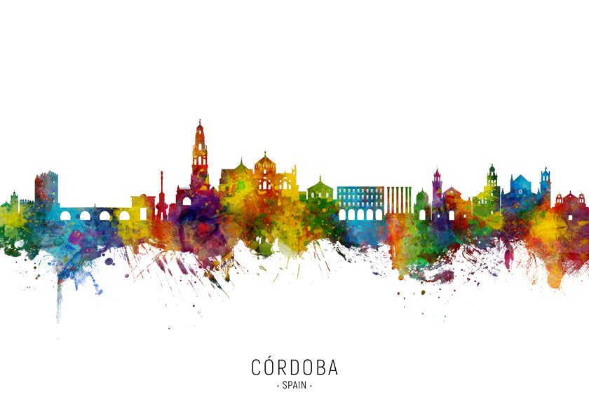 Kökskonst Córdoba skyline akvarell multicolor