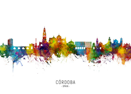 Kökskonst Córdoba skyline akvarell multicolor