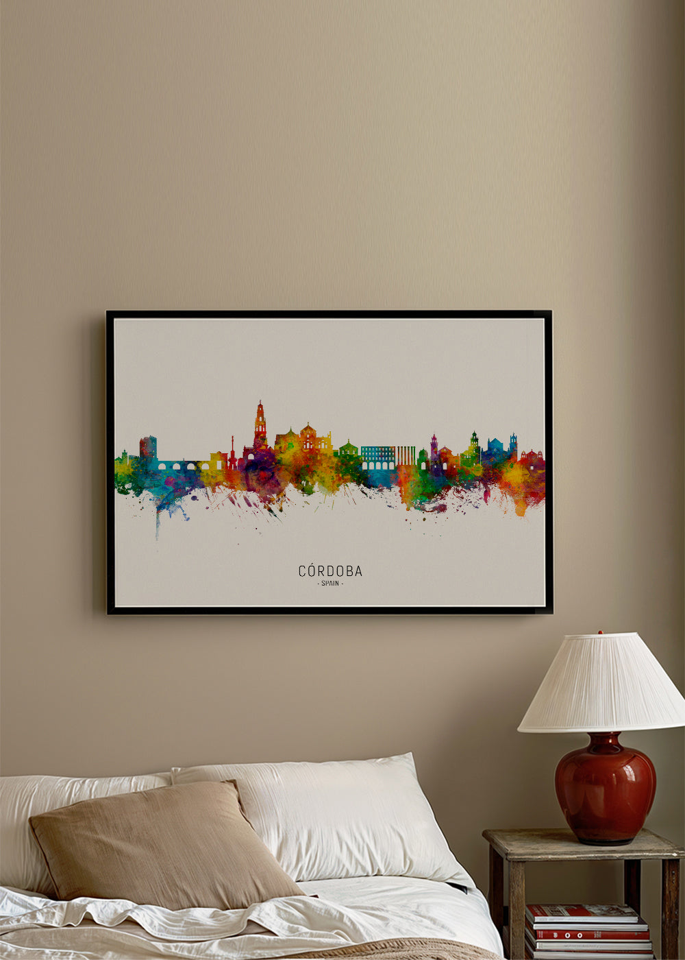 Kökskonst Córdoba skyline akvarell multicolor