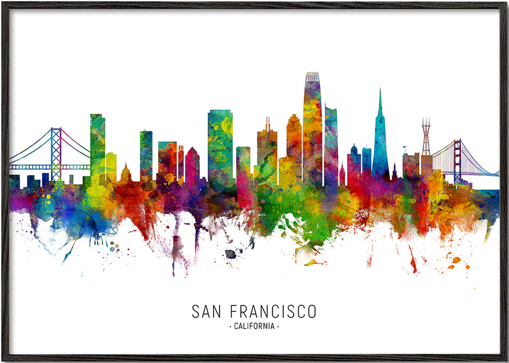 Reseaffisch San Francisco färgstark skyline